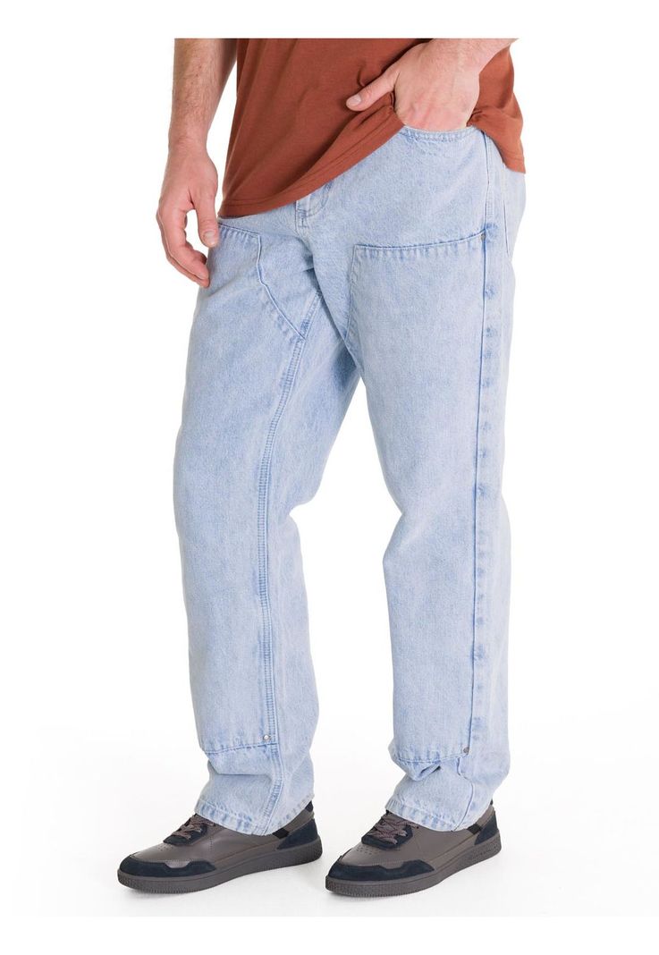 Jeans Denim Double Front Hombre Azul Claro-1