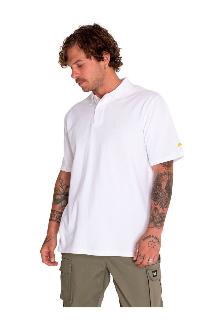 Polera Polo Hombre Logo Pique Polo Blanco-1