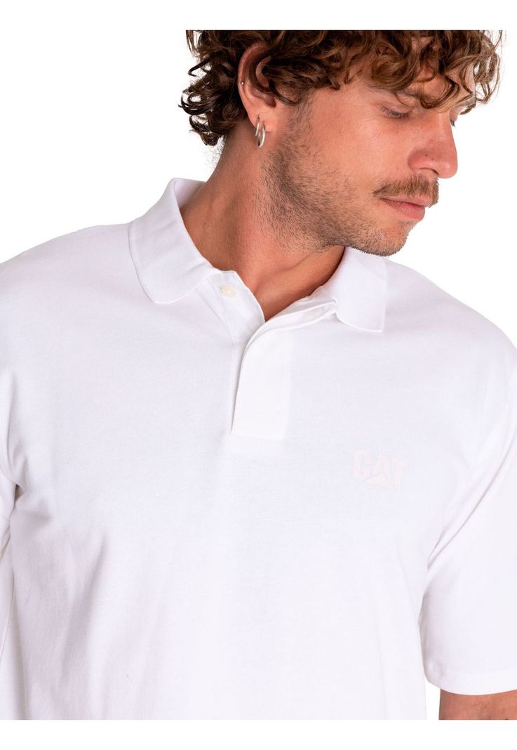 Polera Polo Hombre Logo Pique Polo Blanco-4