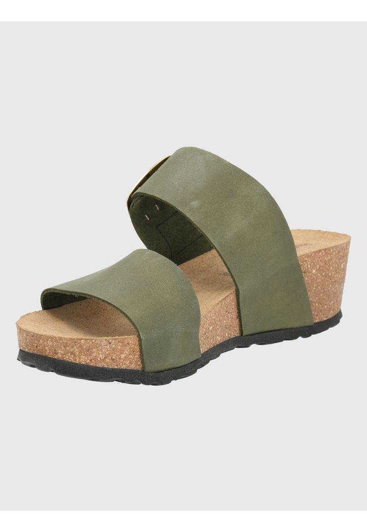 Sandalia Cuero Verde Militar Mujer Fusino -3