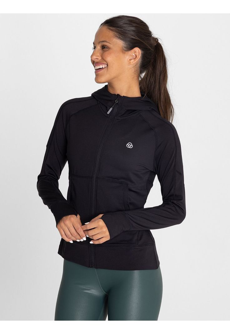 Polerón Mujer F Zip Hoodie Warmer Negra-3