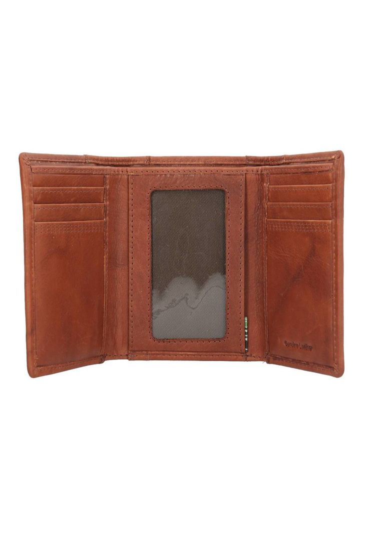 Billetera Cuero Hombre Aq Trifold Frame Café-2