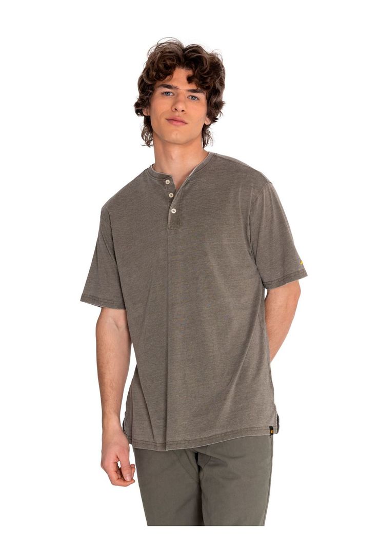 Polera Manga Corta Hombre Burnout S/S Henley Verde-0