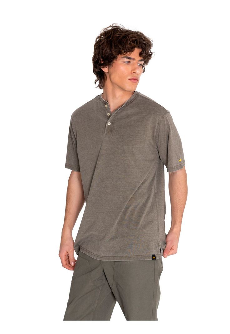 Polera Manga Corta Hombre Burnout S/S Henley Verde-1