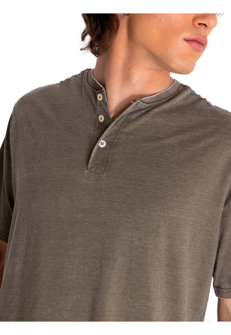 Polera Manga Corta Hombre Burnout S/S Henley Verde-4