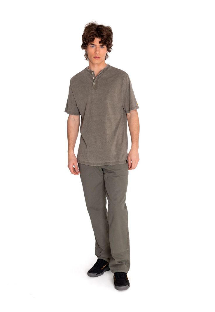 Polera Manga Corta Hombre Burnout S/S Henley Verde-5