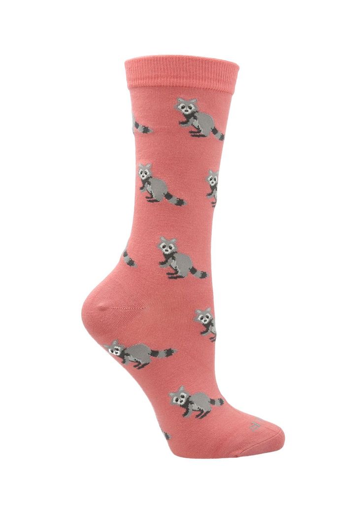 Calcetin Rosado Mapache Mujer-0