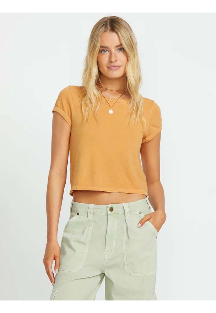 Polera Manga Corta Mujer Daily Naranja Billabong-0