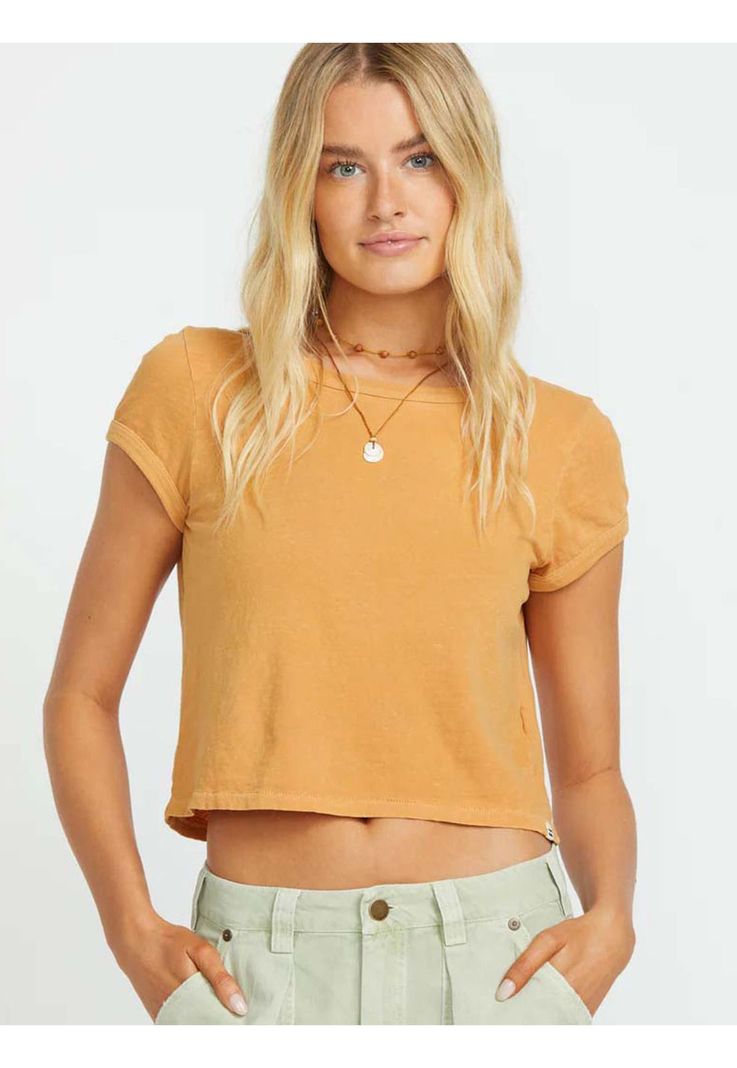 Polera Manga Corta Mujer Daily Naranja Billabong-5