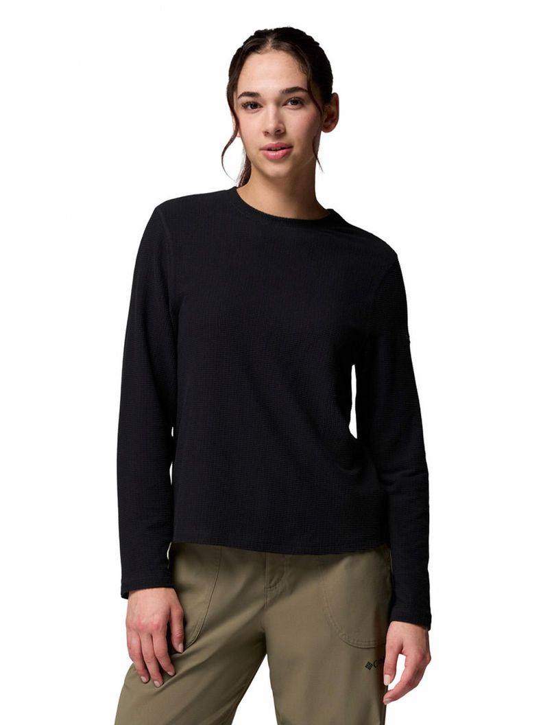 Polera ML Mujer Brea Falls Grid Crew Negro