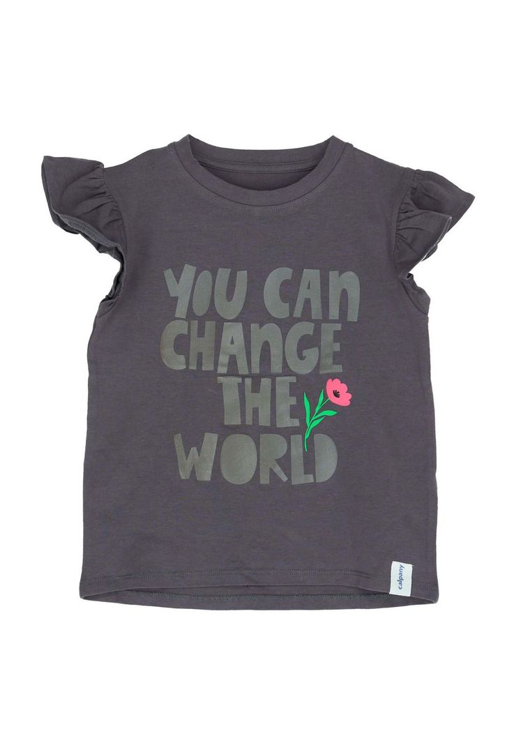 Polera M/C Niña Change The World Gris-0