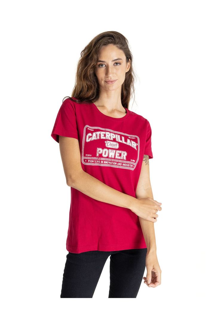 Polera Manga Corta Mujer Women S Caterpillar Rojo-0