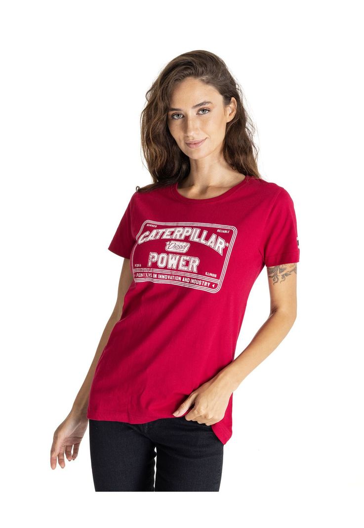 Polera Manga Corta Mujer Women S Caterpillar Rojo-1