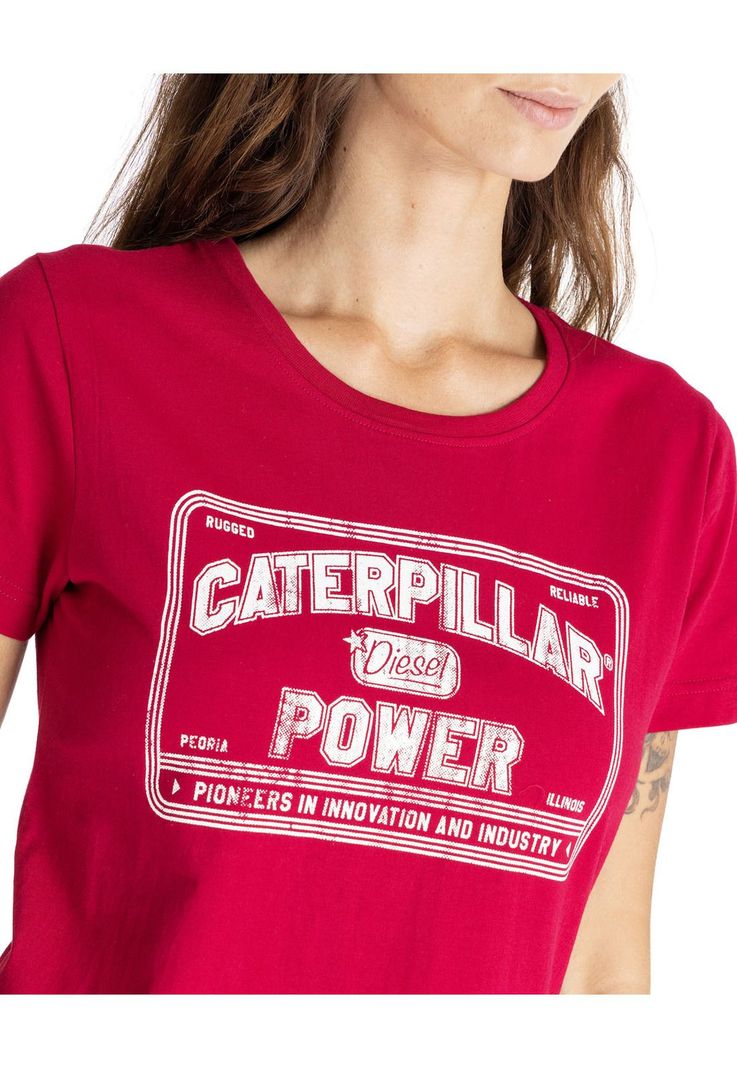 Polera Manga Corta Mujer Women S Caterpillar Rojo-4