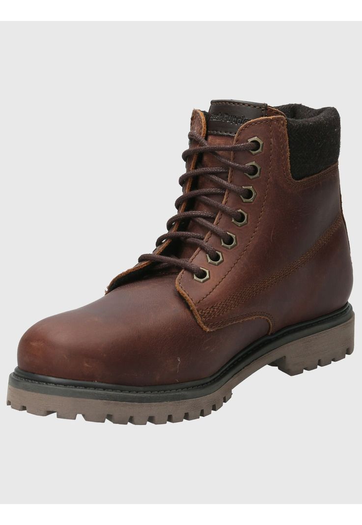 Botin Cuero Hombre Negam Rojo-4