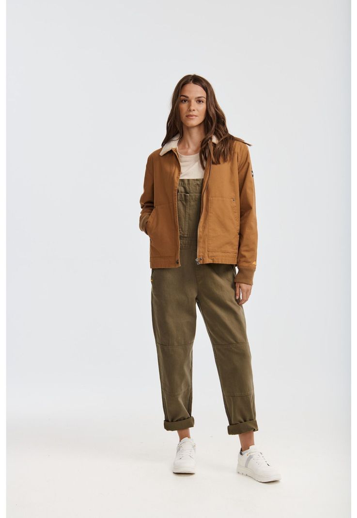 Chaqueta Mujer Sherpa Lined Chore Café-0