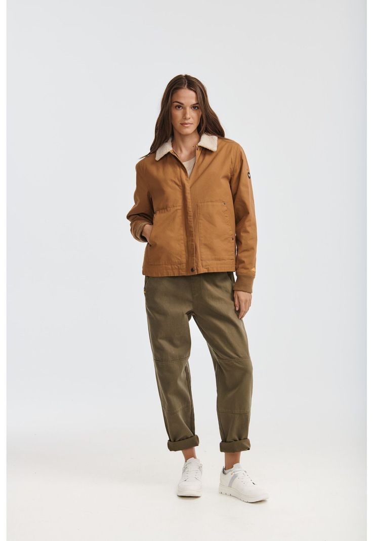 Chaqueta Mujer Sherpa Lined Chore Café-1