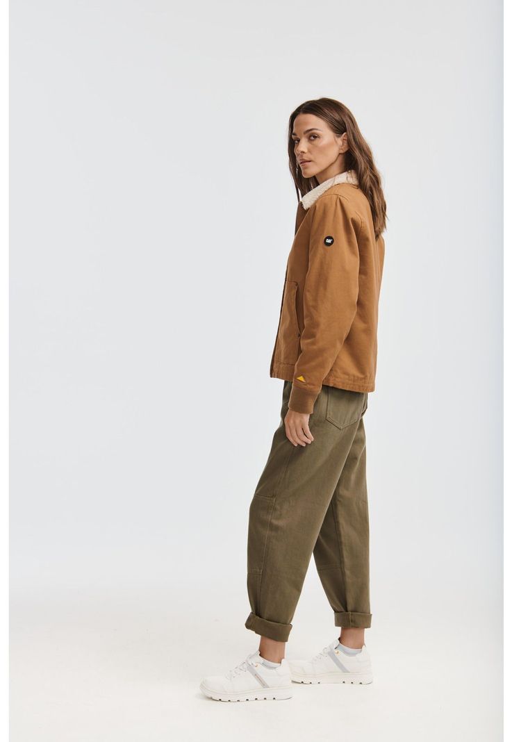 Chaqueta Mujer Sherpa Lined Chore Café-4