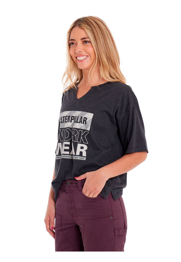 Polera Manga Corta Mujer Notch Neck Novelty2 Negro-1