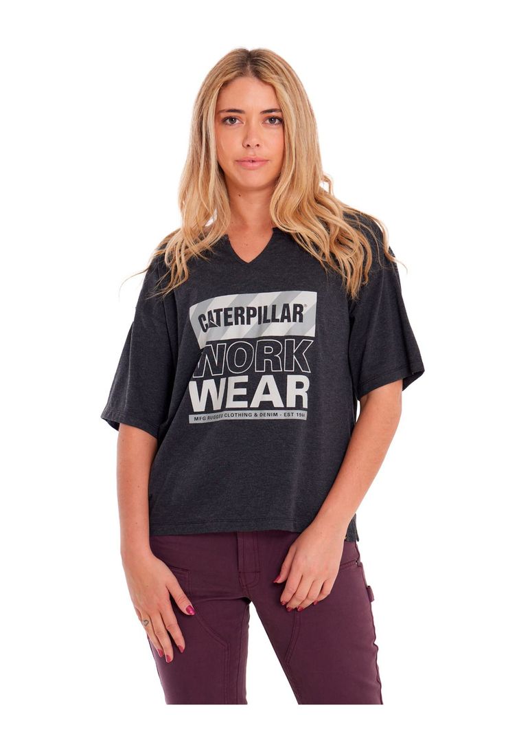Polera Manga Corta Mujer Notch Neck Novelty2 Negro-4