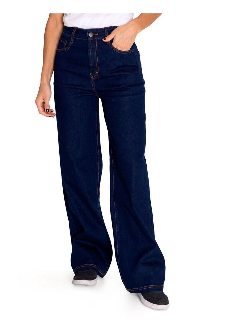 Jeans Denim Mujer Triblend Stretch Wide Leg Azul CAT-0