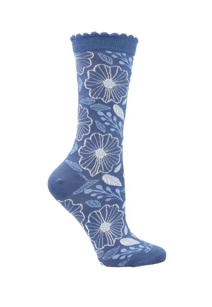 Calcetin Azul St Flowers Mujer-0