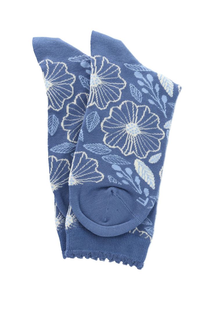 Calcetin Azul St Flowers Mujer-2