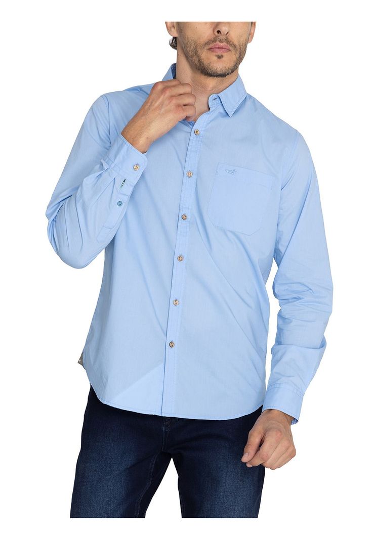 Camisa Algodón Orgánico Celeste Galiton Hombre -5