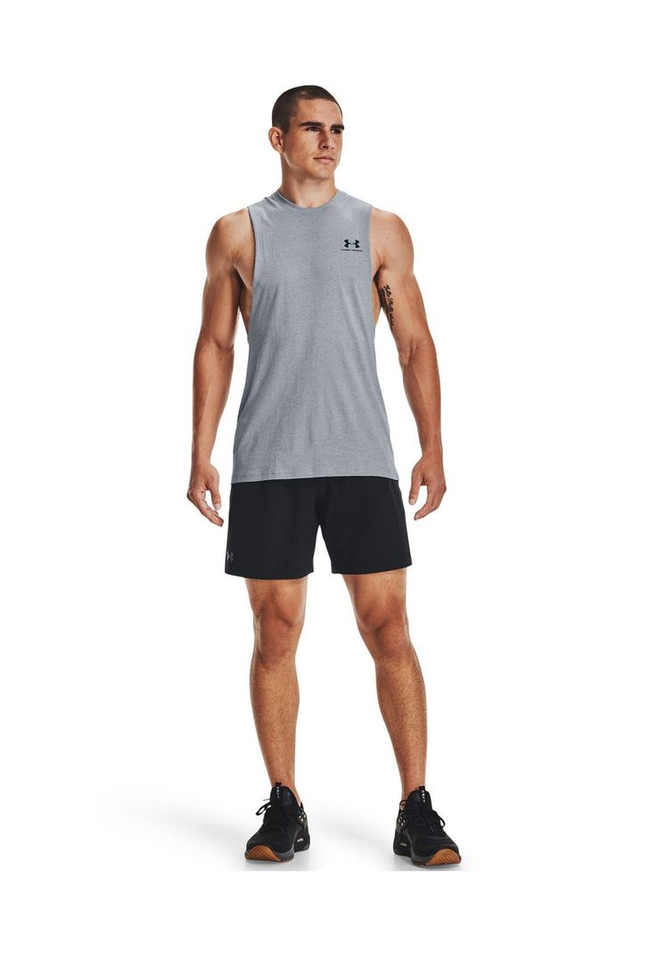 Polera sin mangas UA Leftchest hombre GRIS-5