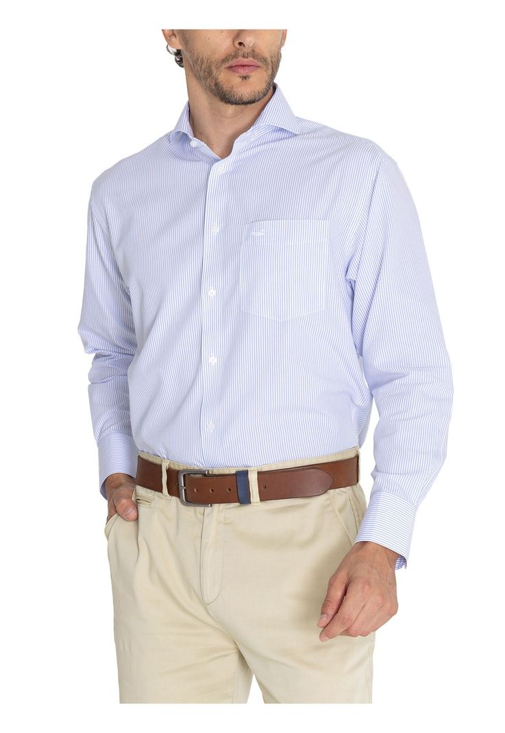 Camisa Cuello Italiano Celeste WF Hombre -5