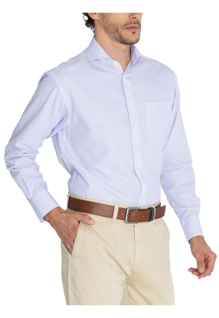 Camisa Cuello Italiano Celeste WF Hombre -6