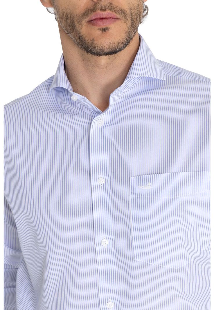 Camisa Cuello Italiano Celeste WF Hombre -8