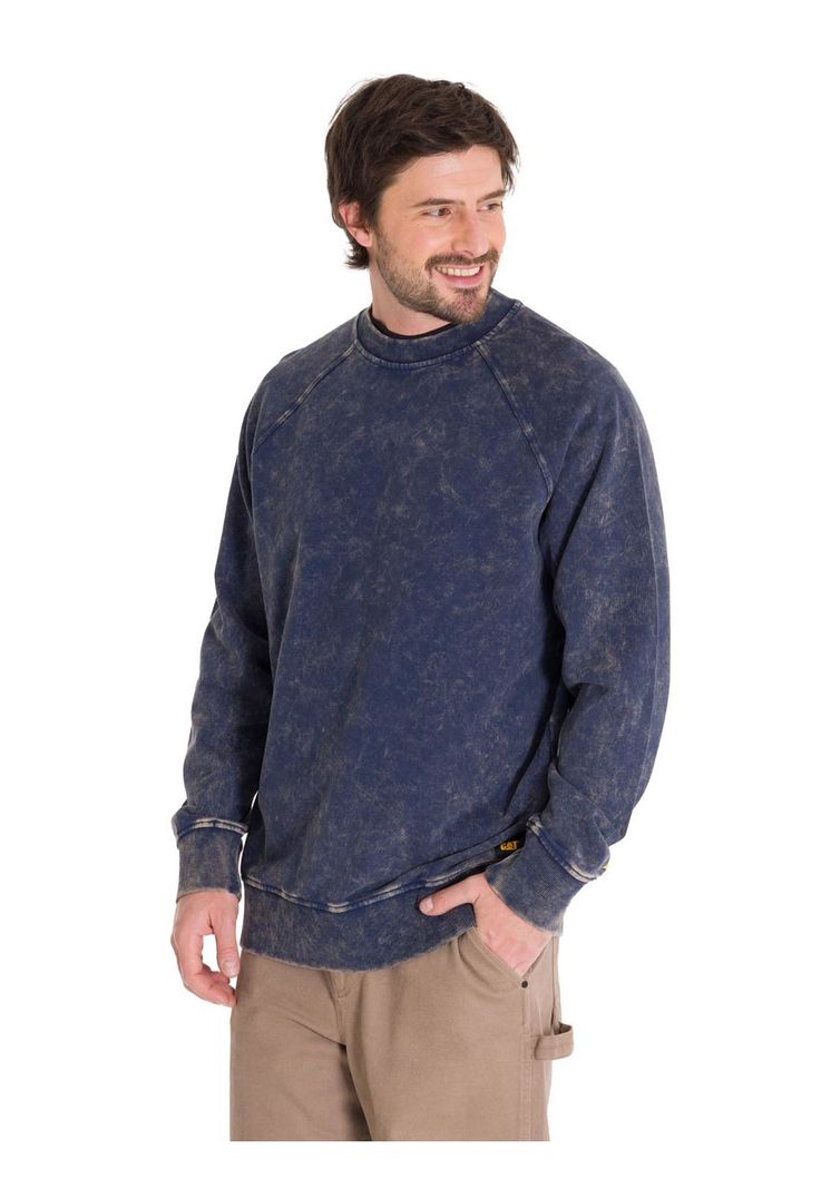 Polerón Premium Wash Crew Neck Hombre Azul Marino-1