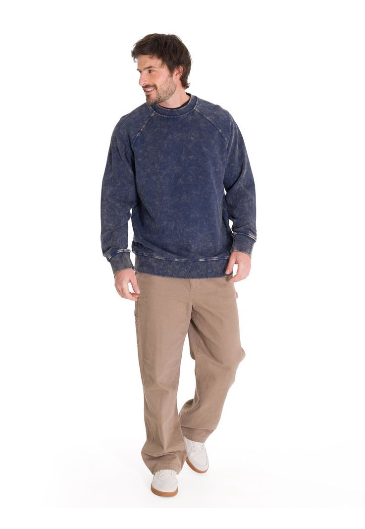 Polerón Premium Wash Crew Neck Hombre Azul Marino-5