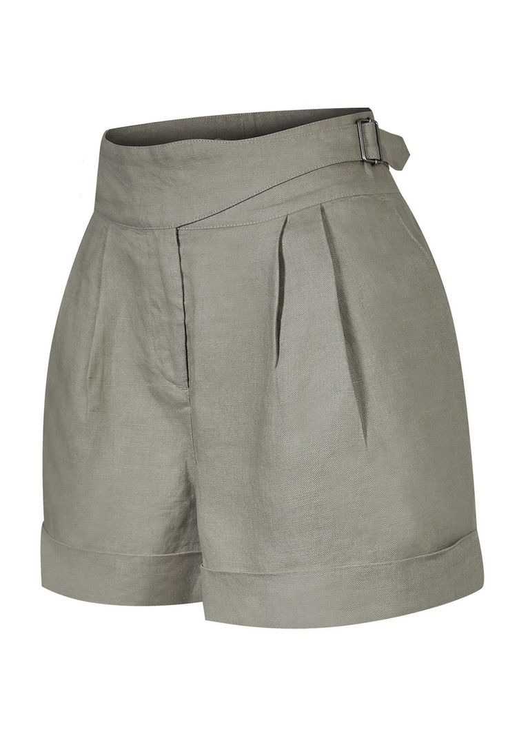 Short Lino Orgánico Oliva Anoum Mujer -0