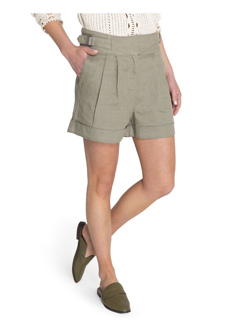 Short Lino Orgánico Oliva Anoum Mujer -5