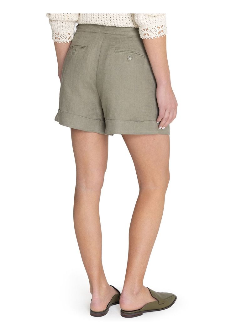 Short Lino Orgánico Oliva Anoum Mujer -6