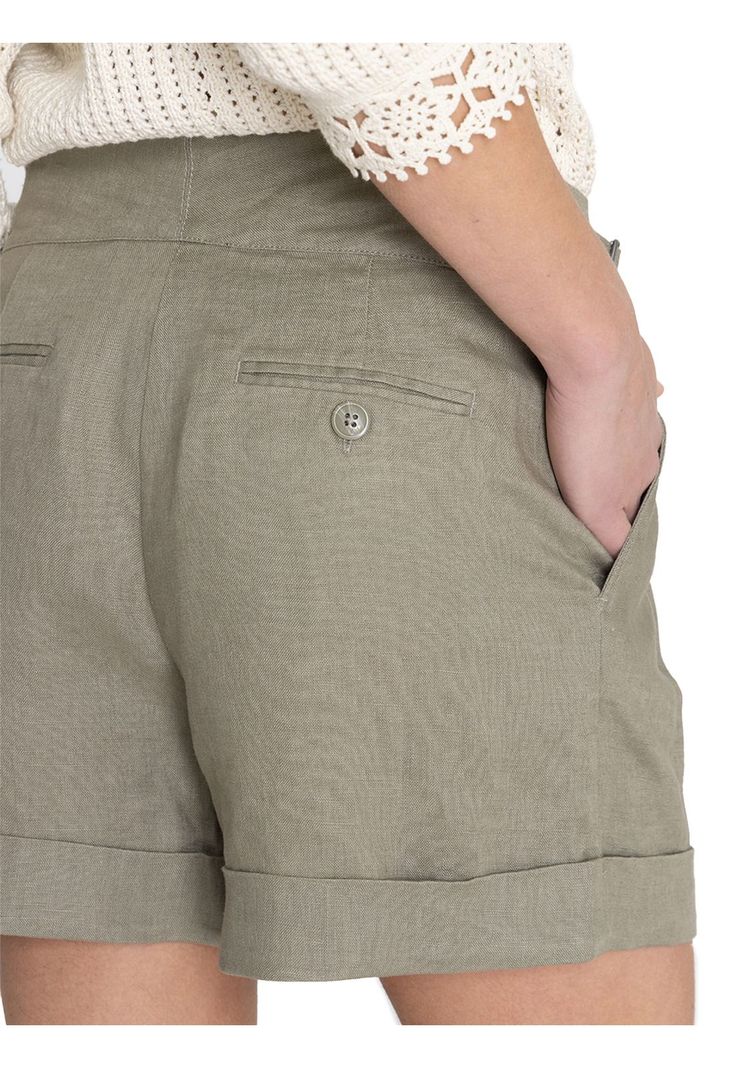 Short Lino Orgánico Oliva Anoum Mujer -8