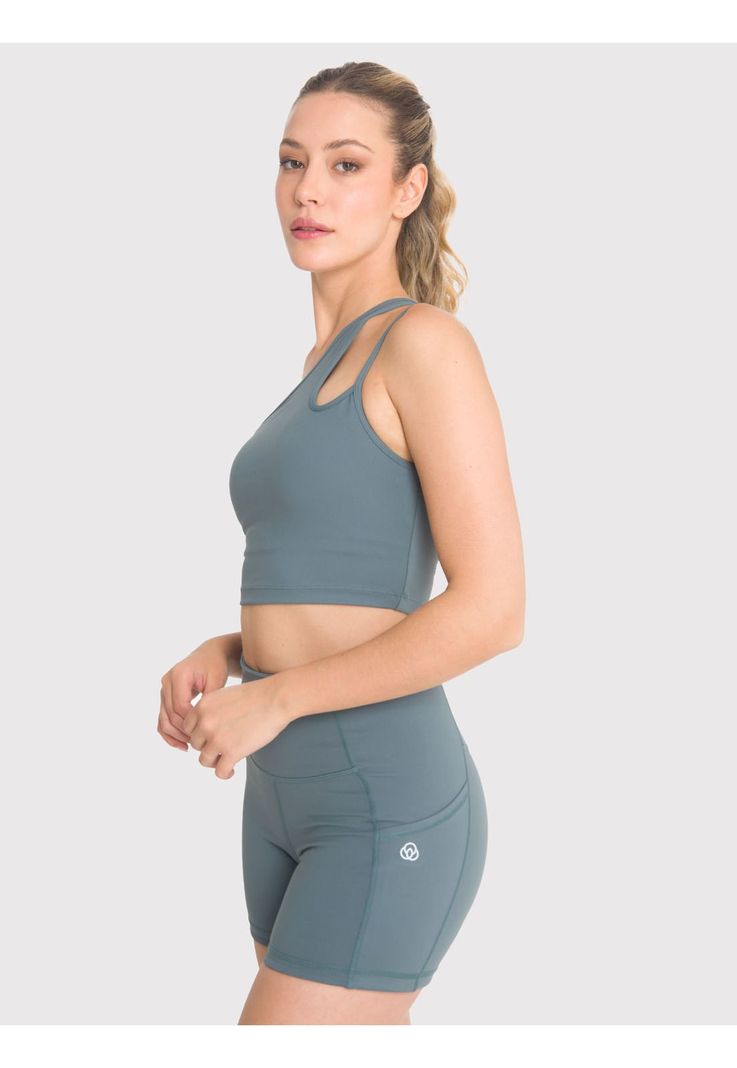Peto asimétrico Mujer One Shoulder Verde-3