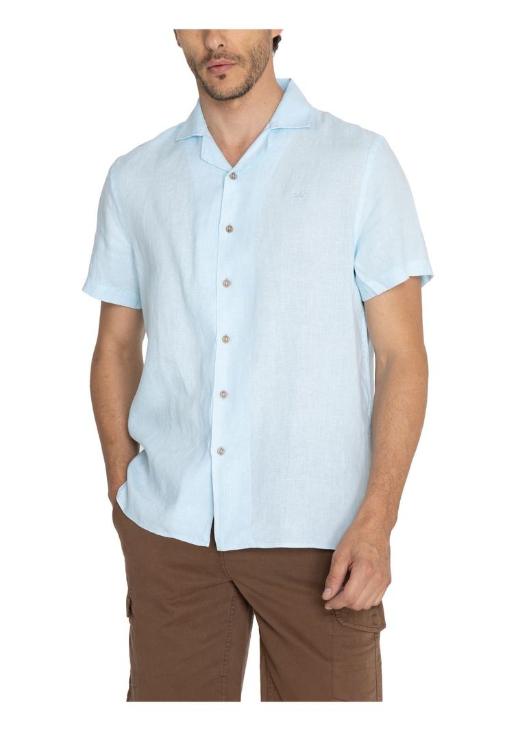 camisa Lino Orgánico Celeste Braga Hombre -4
