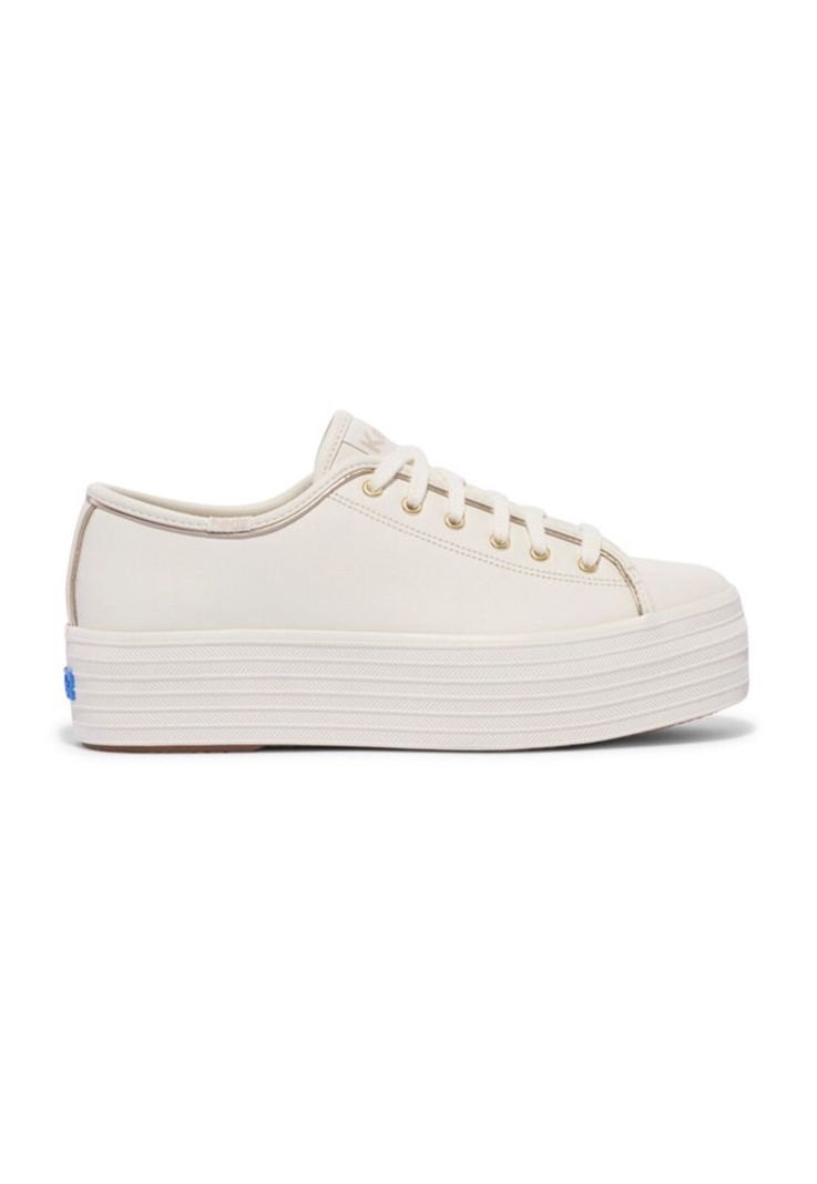 Zapatilla Cuero Blanca Mujer Triple Up Piping -0