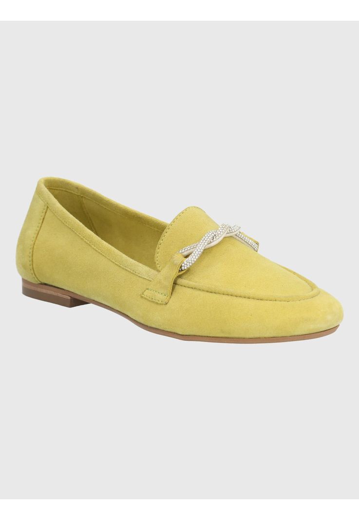 Mocasín Cuero Verde Limón  Mujer Dinnat -0