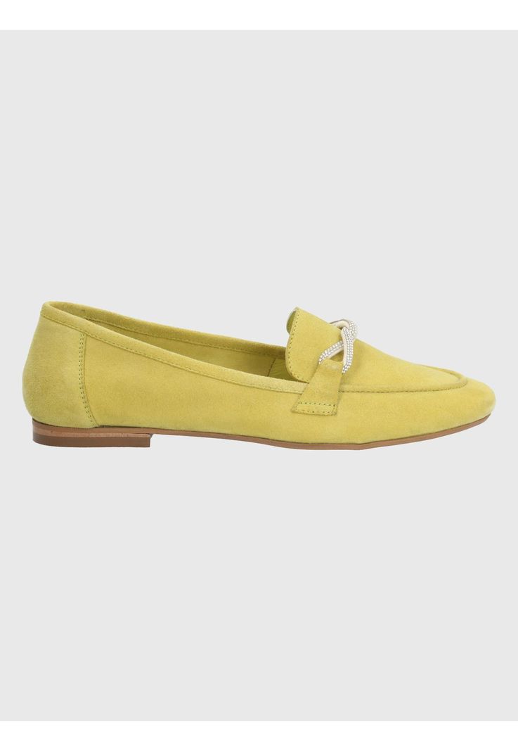 Mocasín Cuero Verde Limón  Mujer Dinnat -1
