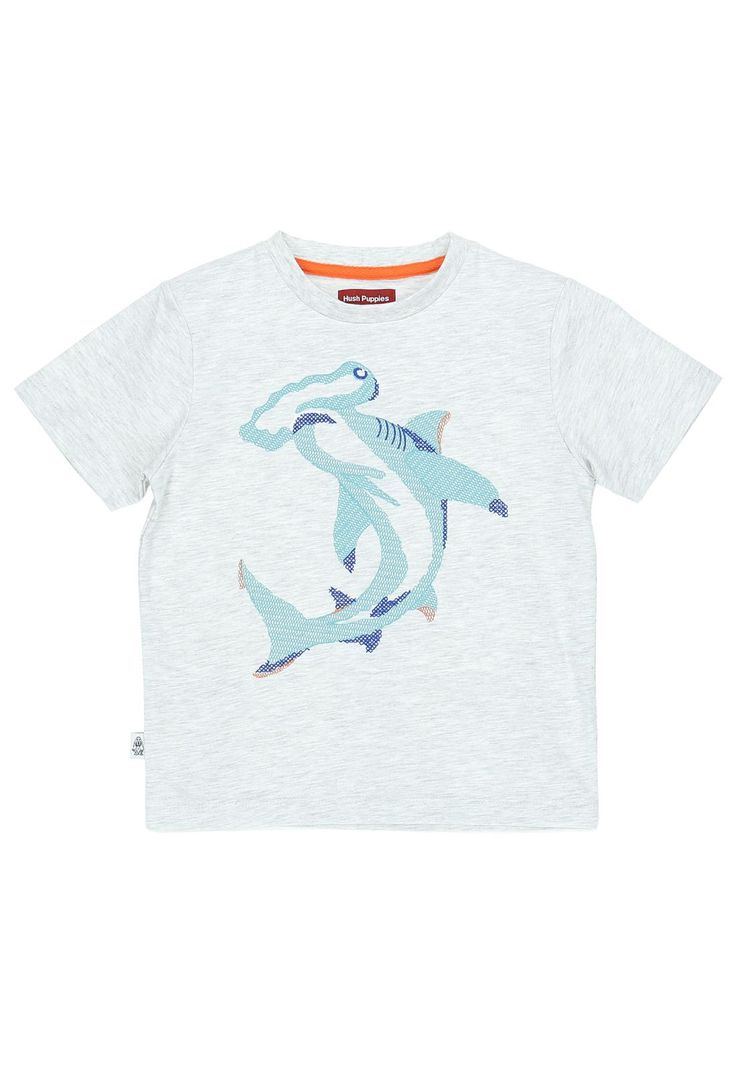 Polera M/C Niño Shark Gris Claro-0