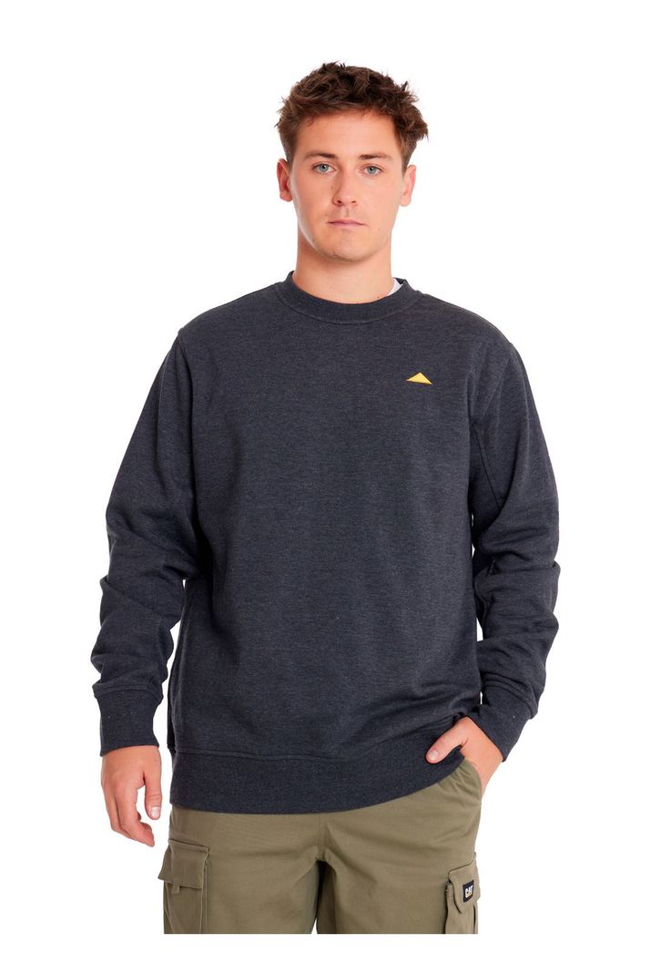 Polerón Hombre Heather Caterpillar Logo Crew Negro-0