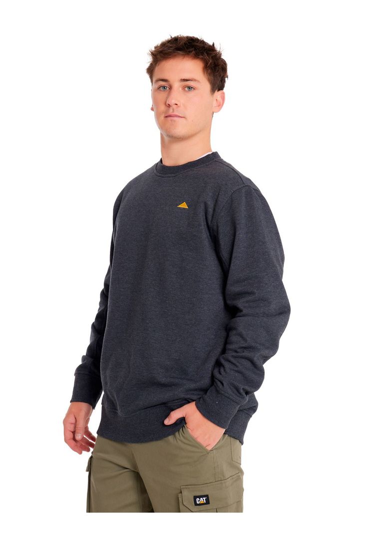 Polerón Hombre Heather Caterpillar Logo Crew Negro-1