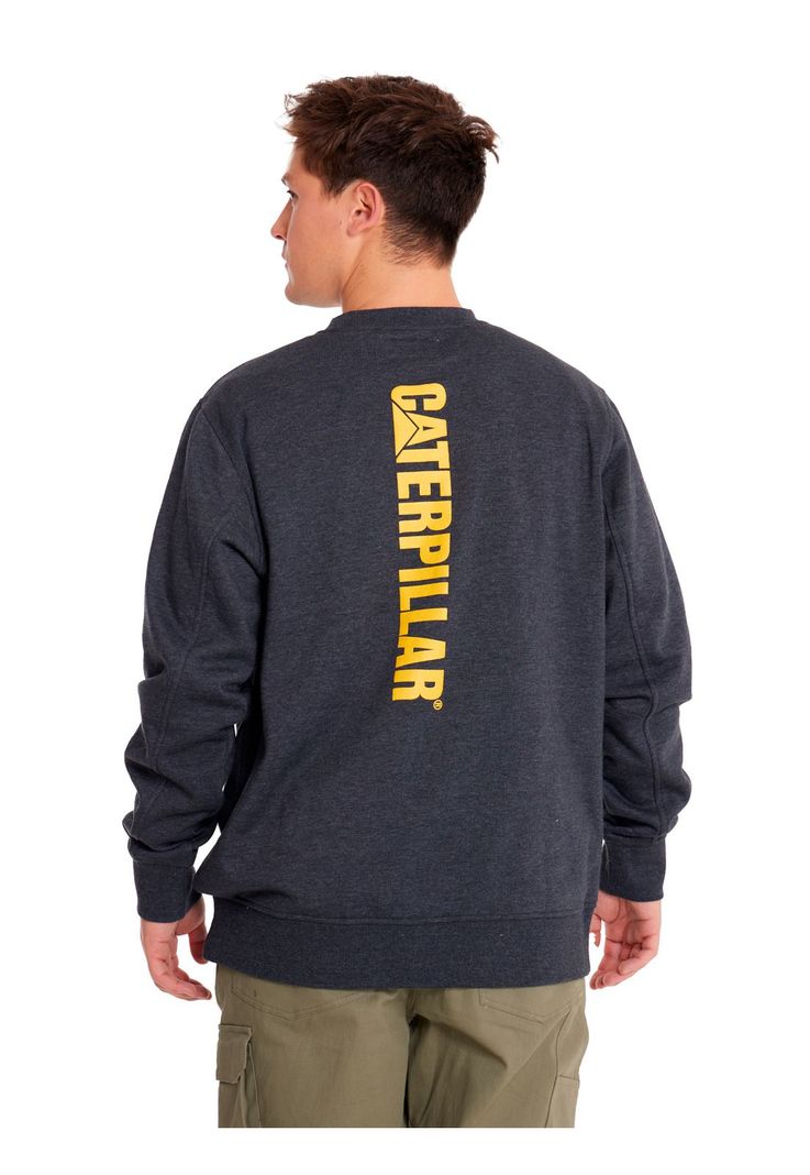 Polerón Hombre Heather Caterpillar Logo Crew Negro-3