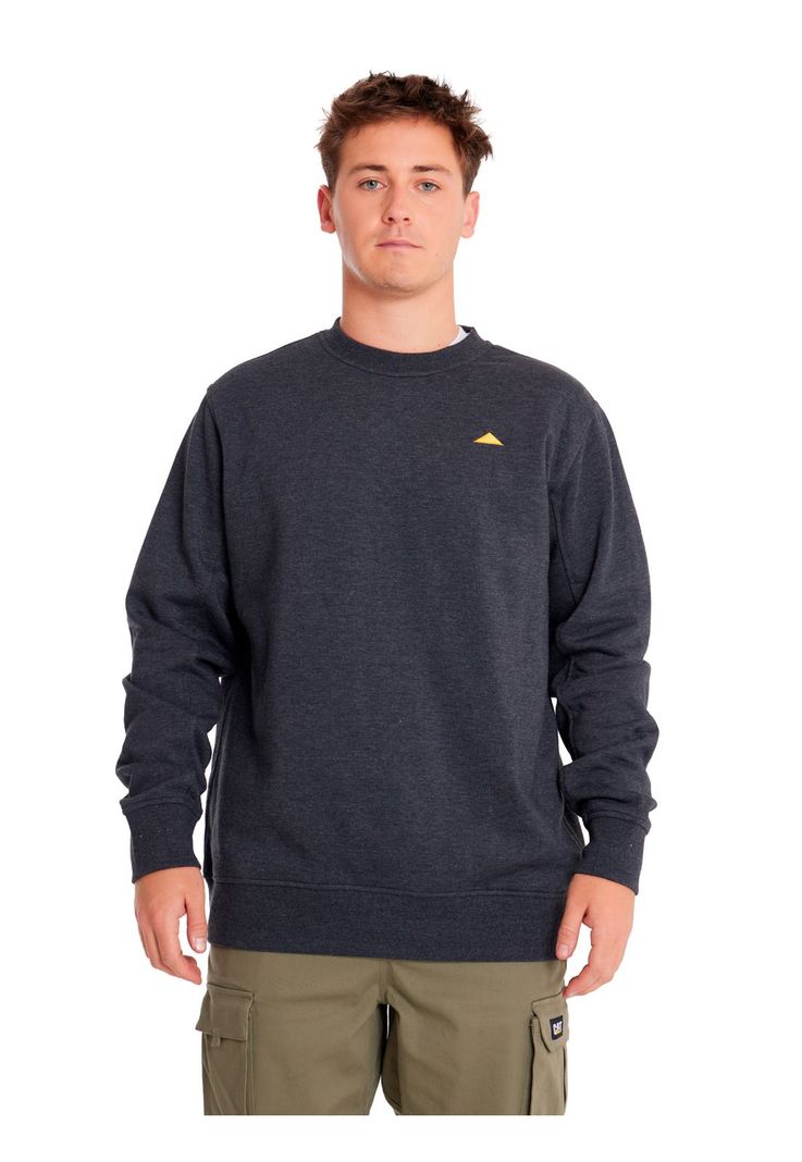 Polerón Hombre Heather Caterpillar Logo Crew Negro-4
