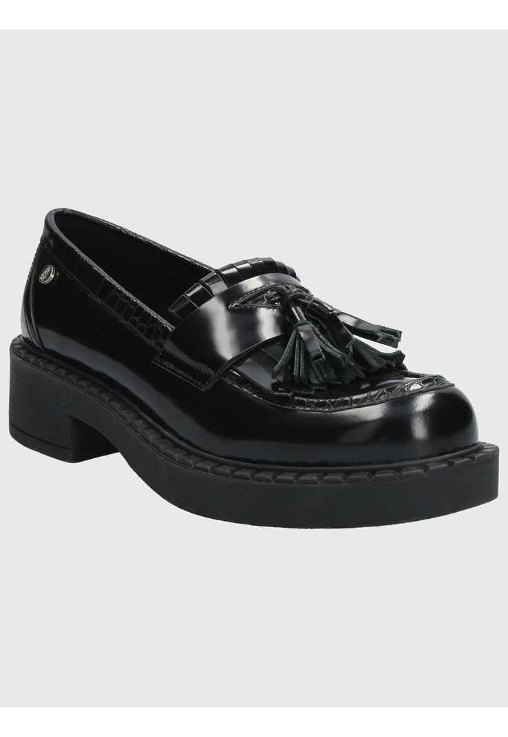 Mocasín Cuero Mujer Dania Negro-0
