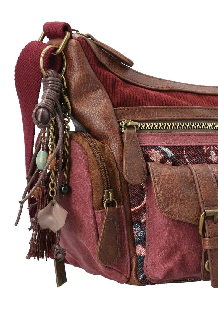 Cartera Textil Mujer Eloni Cross Burdeo-2
